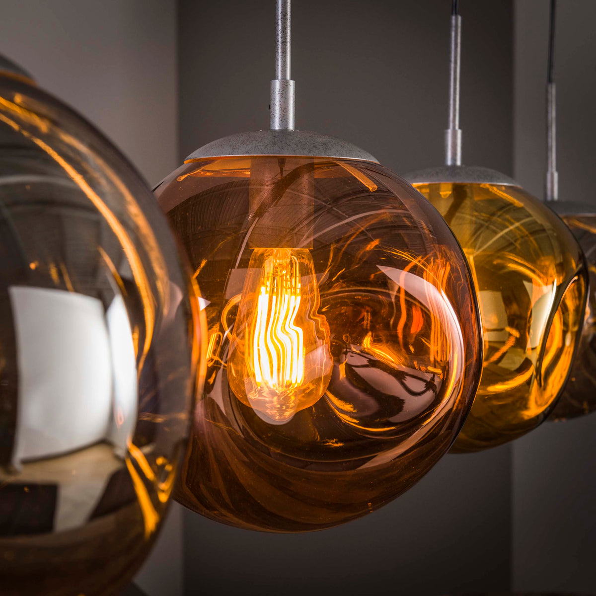 Lampada a sospensione Lumina con 4 luci / Argento anticato
