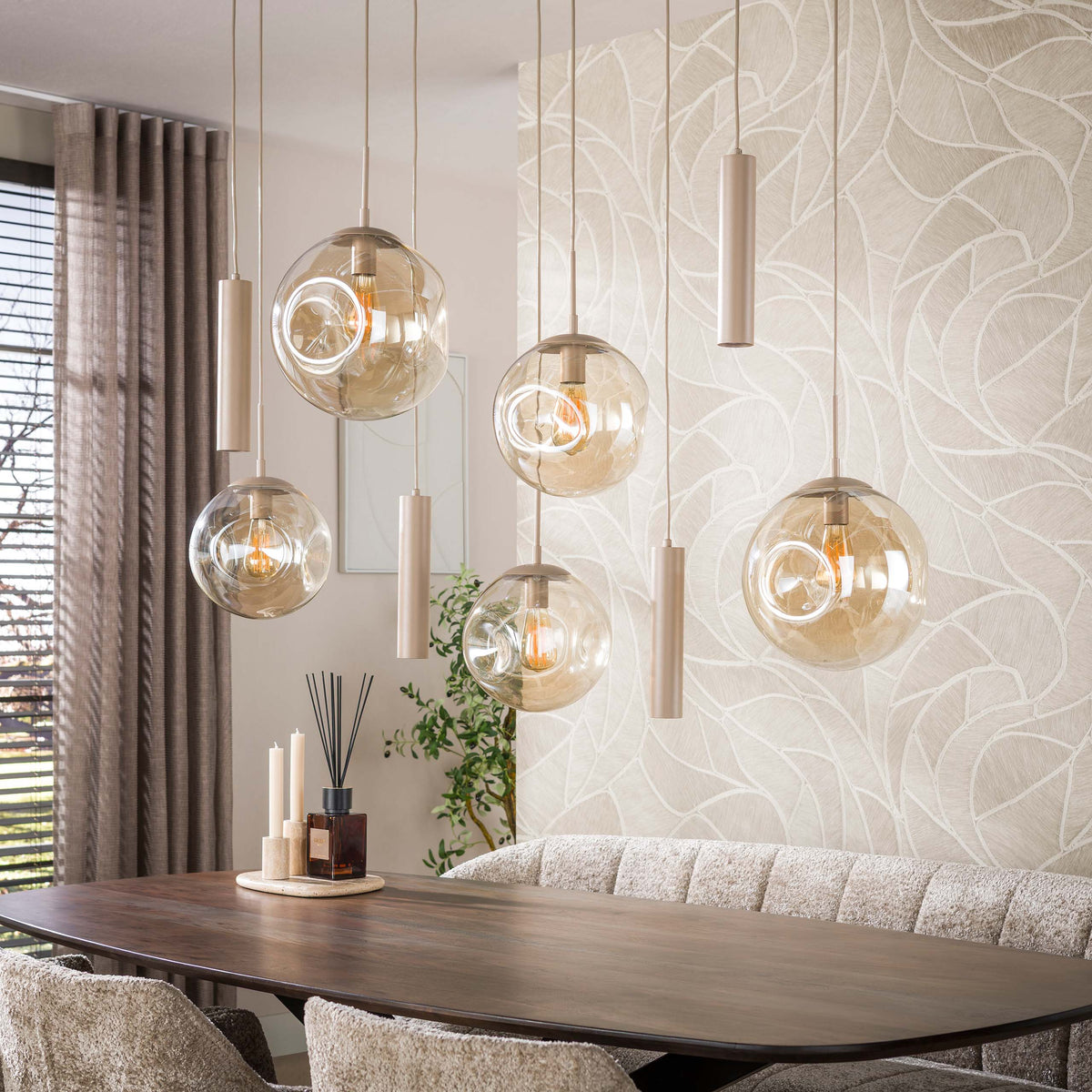 Pendant lamp Lumina, 5+4 lights / Beige