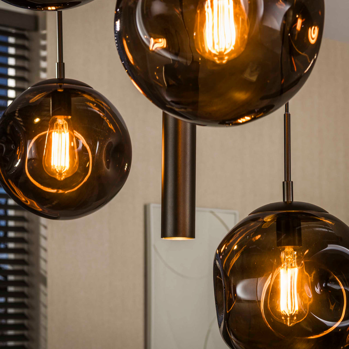 Pendellampa Lumina med 5+4 ljuskällor / Sienna brun
