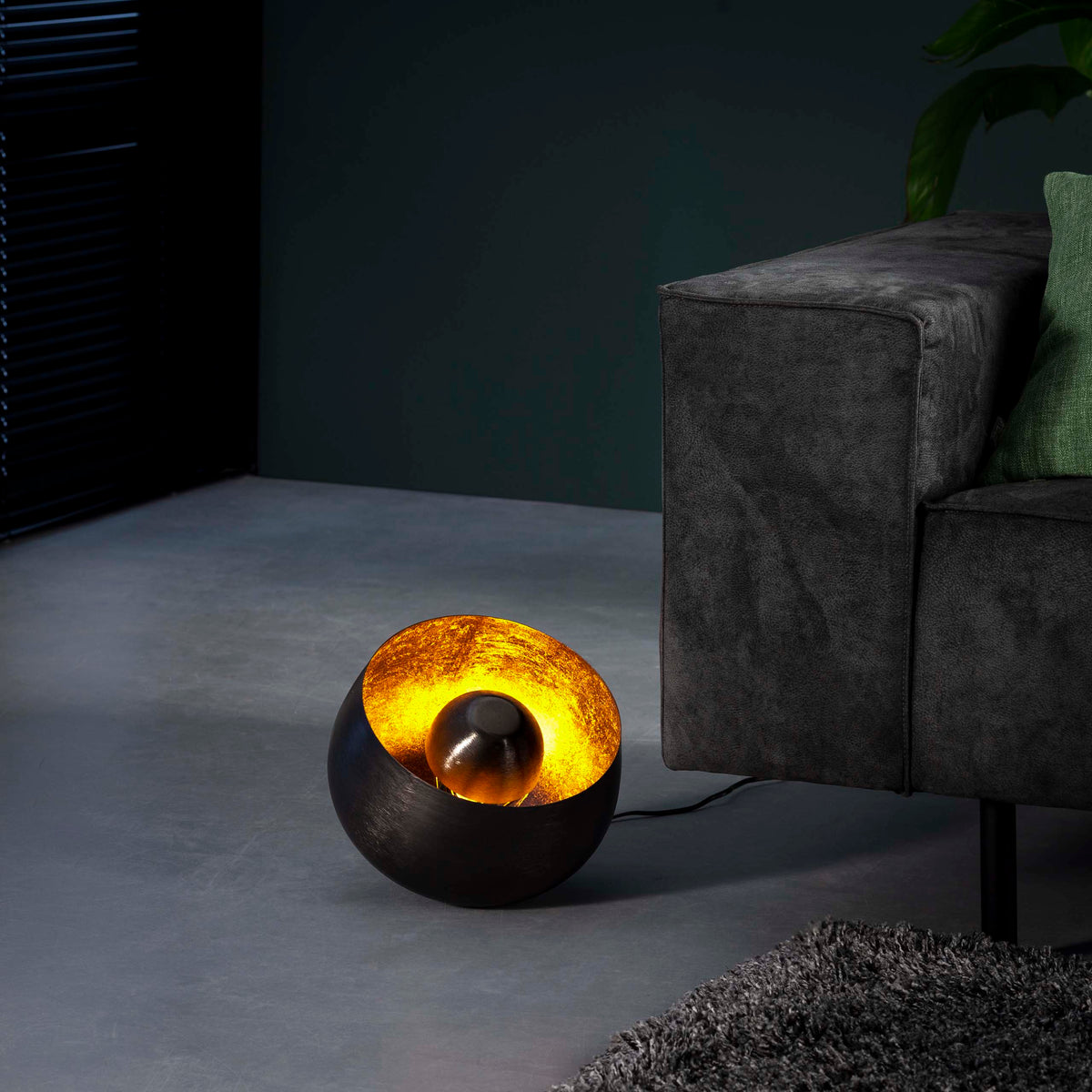 Tischleuchte Bowl 1-flammig Ø28cm / Schwarz-Nickel