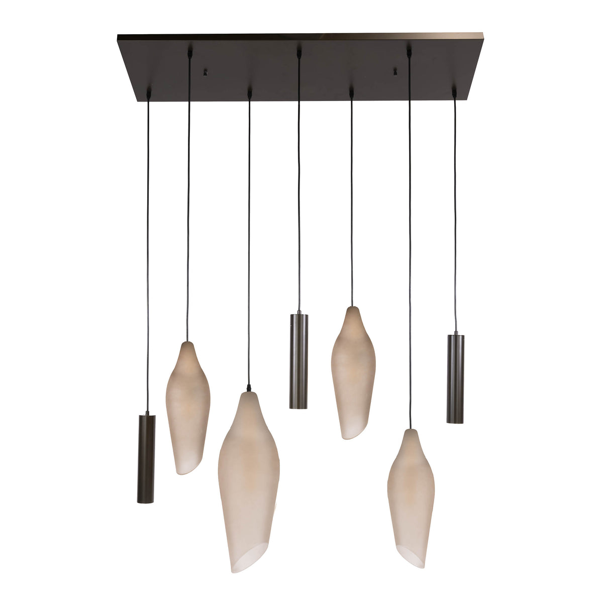 Pendellampe Boccio pendel med 4+3 lys / Sienna brun-frostet