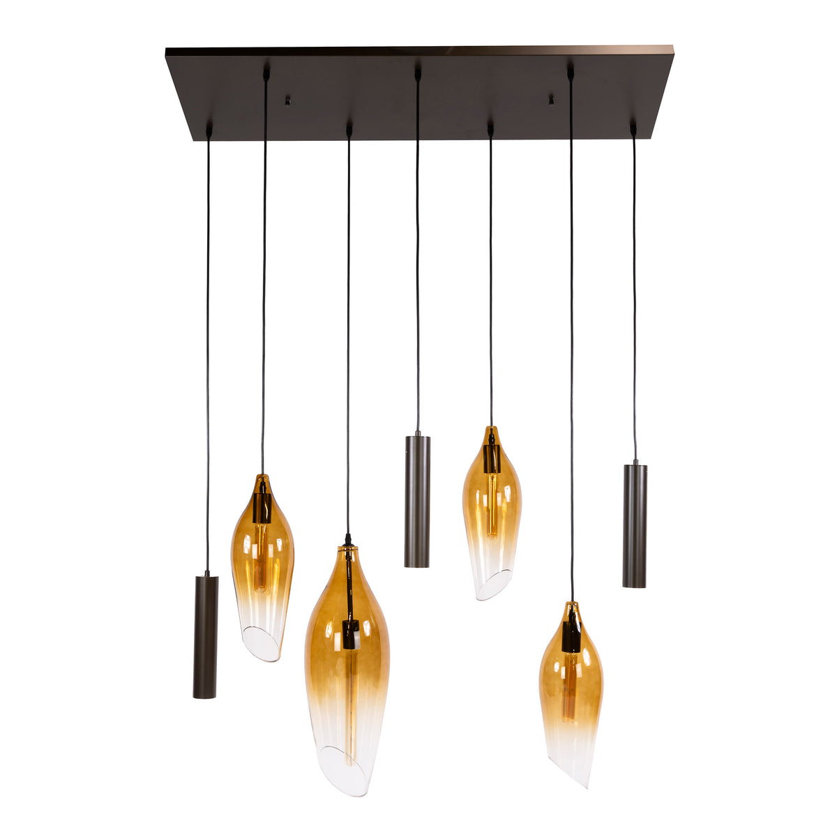 Pendellampe Boccio pendel med 4+3 lys / Sienna genuanceerd brun