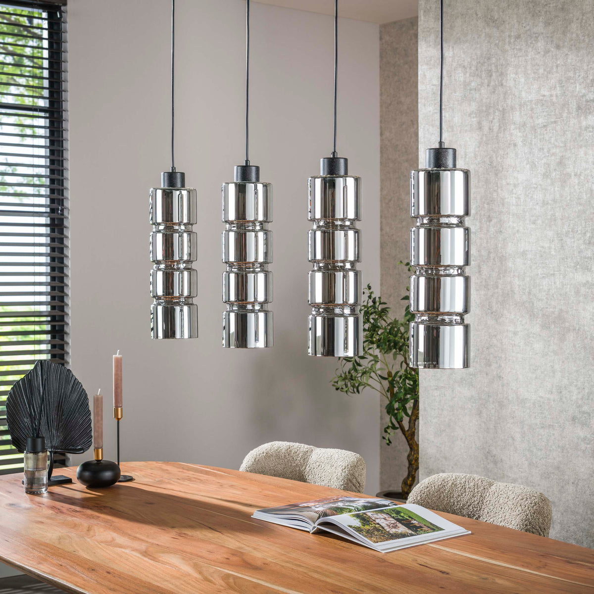 Pendellampe Pillar Glass med 4 lys / Artic sort