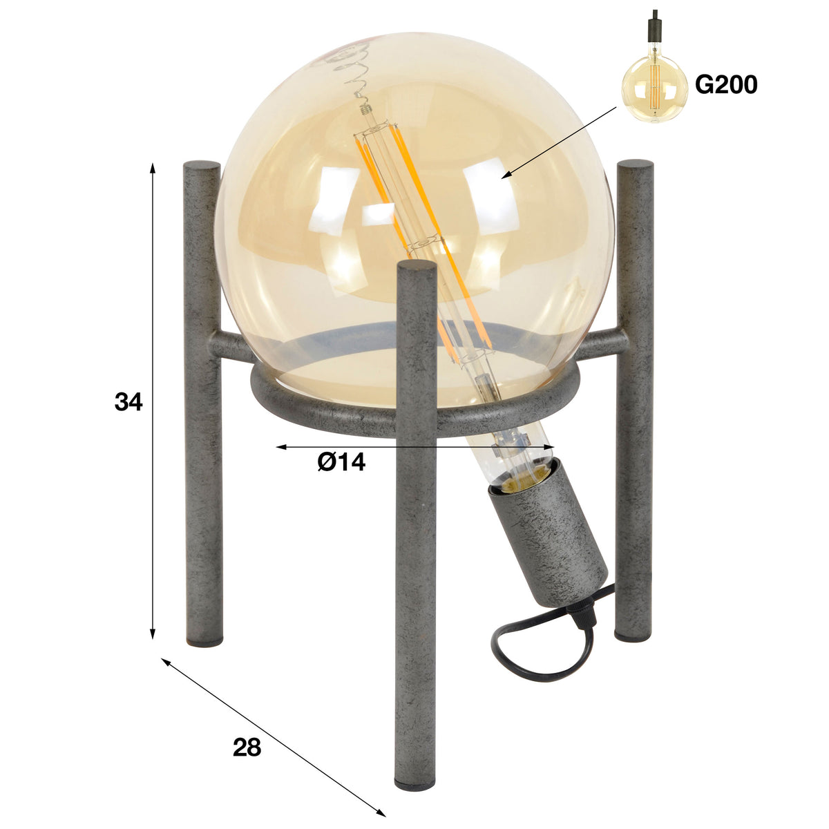 Tischleuchte Moon Ø20cm Leuchtmittel 1-flammig / Altsilber