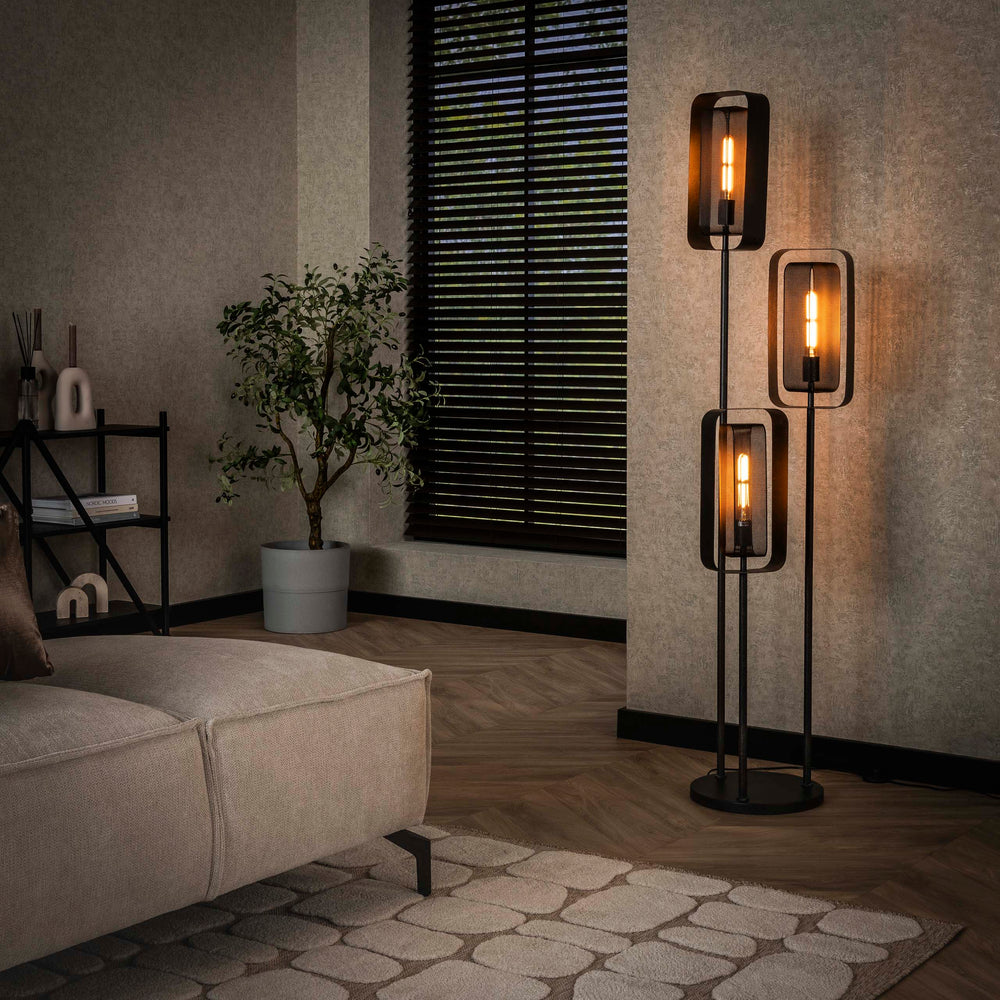 Gabbia Rotate tiered floor lamp, 3 lights / Arctic black
