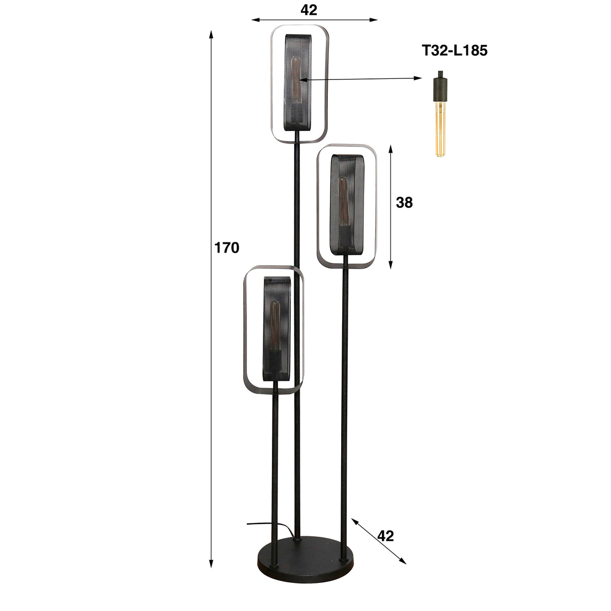 Gabbia Rotate tiered floor lamp, 3 lights / Arctic black