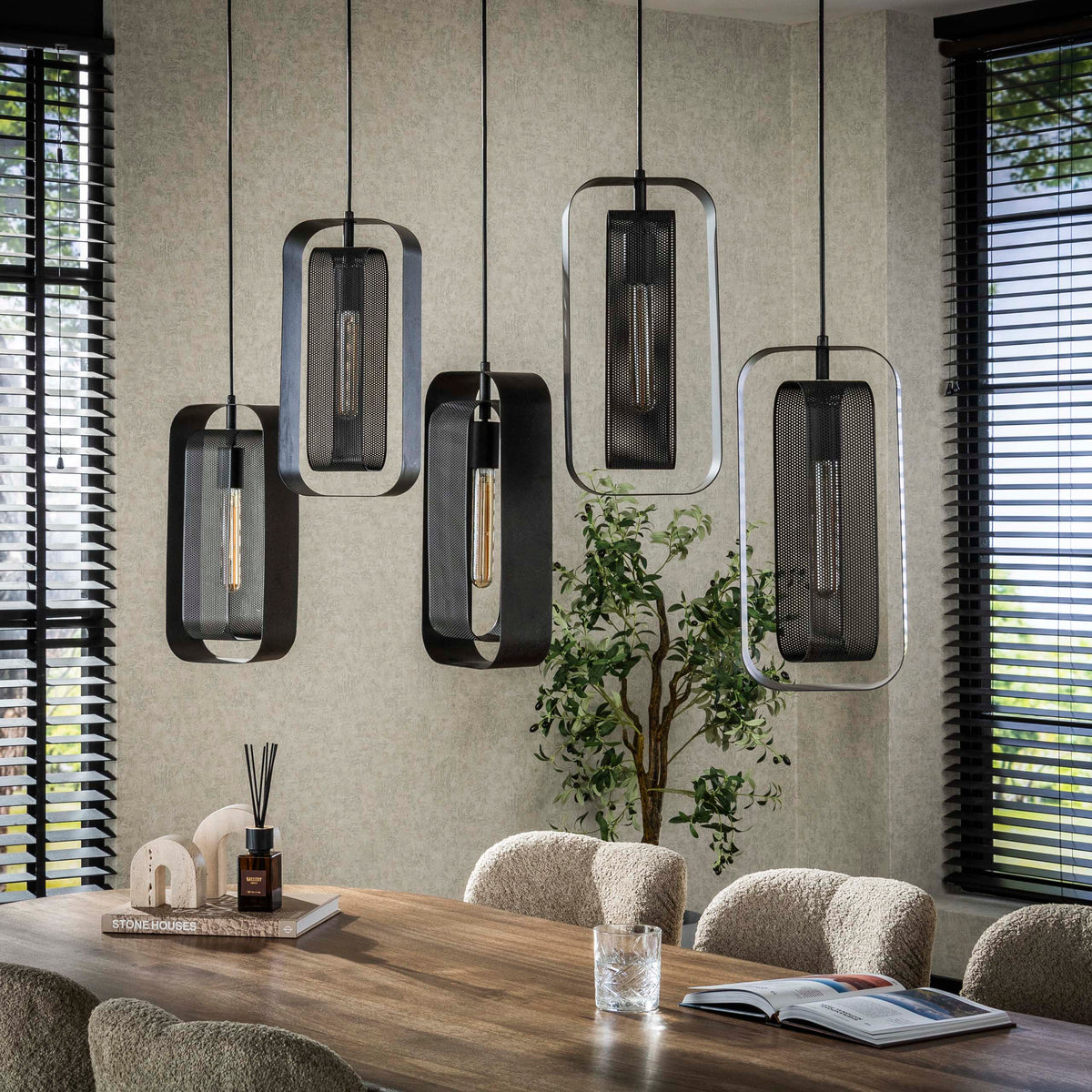Gabbia Rotate pendant light, 5 lights / Arctic black