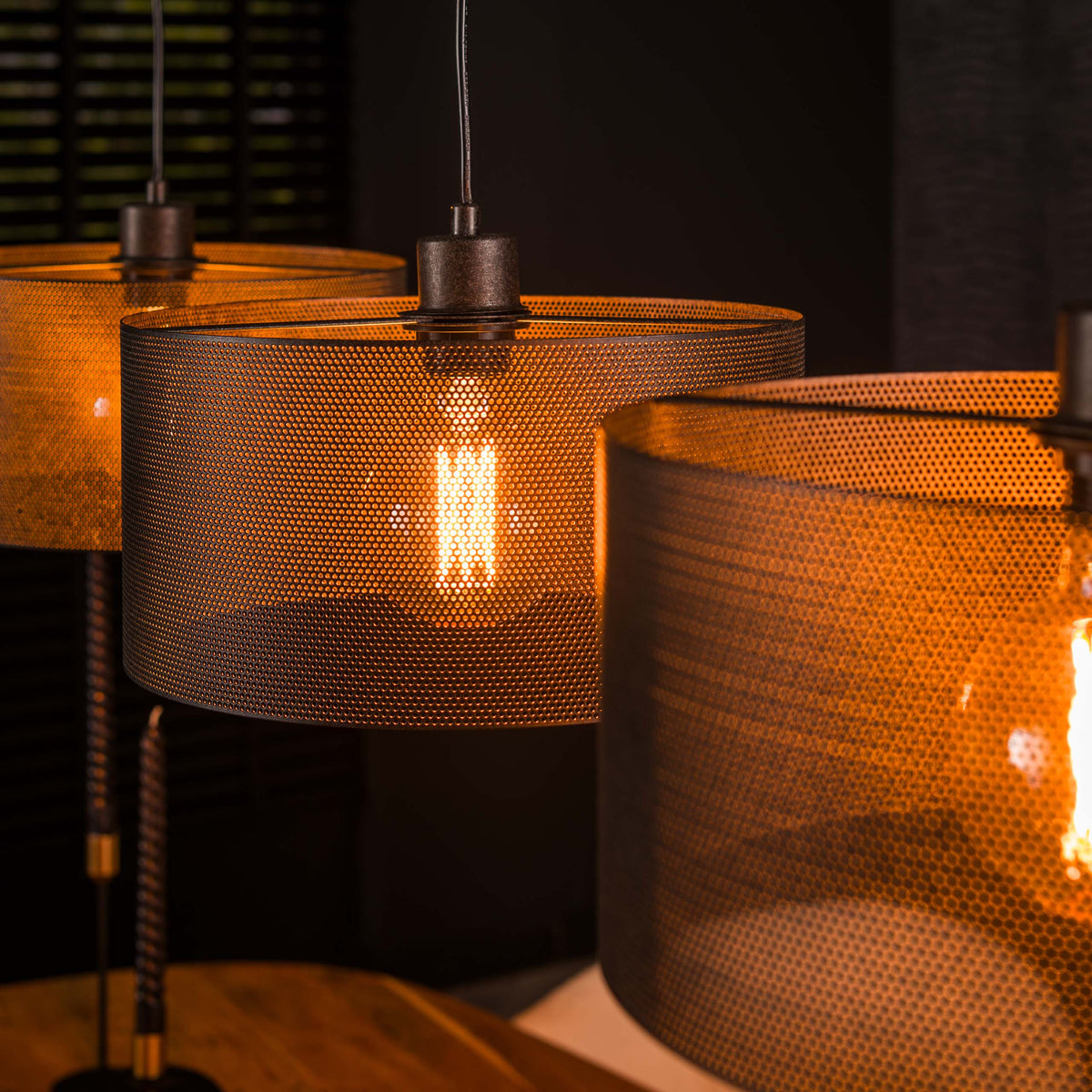 Pendelleuchte Gabbia Round, 3-flammig / Arktisch Schwarz