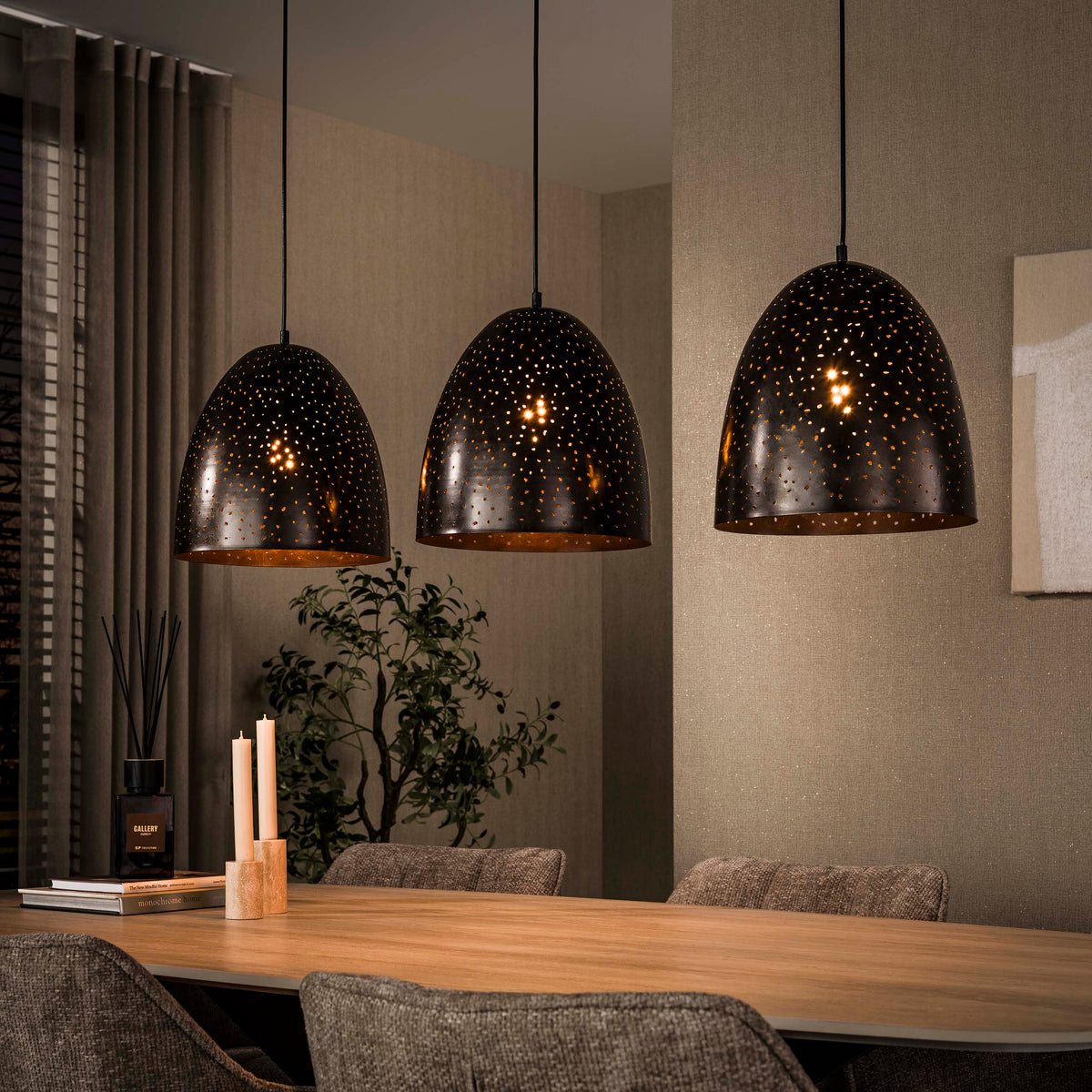 Pendellampe Stella med 3 lys / Urban brun