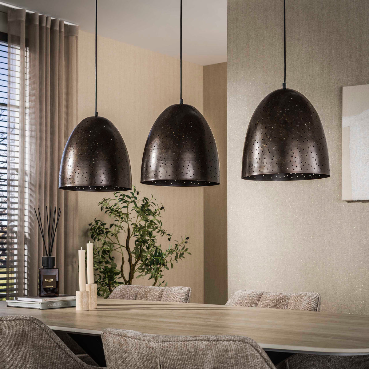 Pendellampe Stella med 3 lys / Urban brun