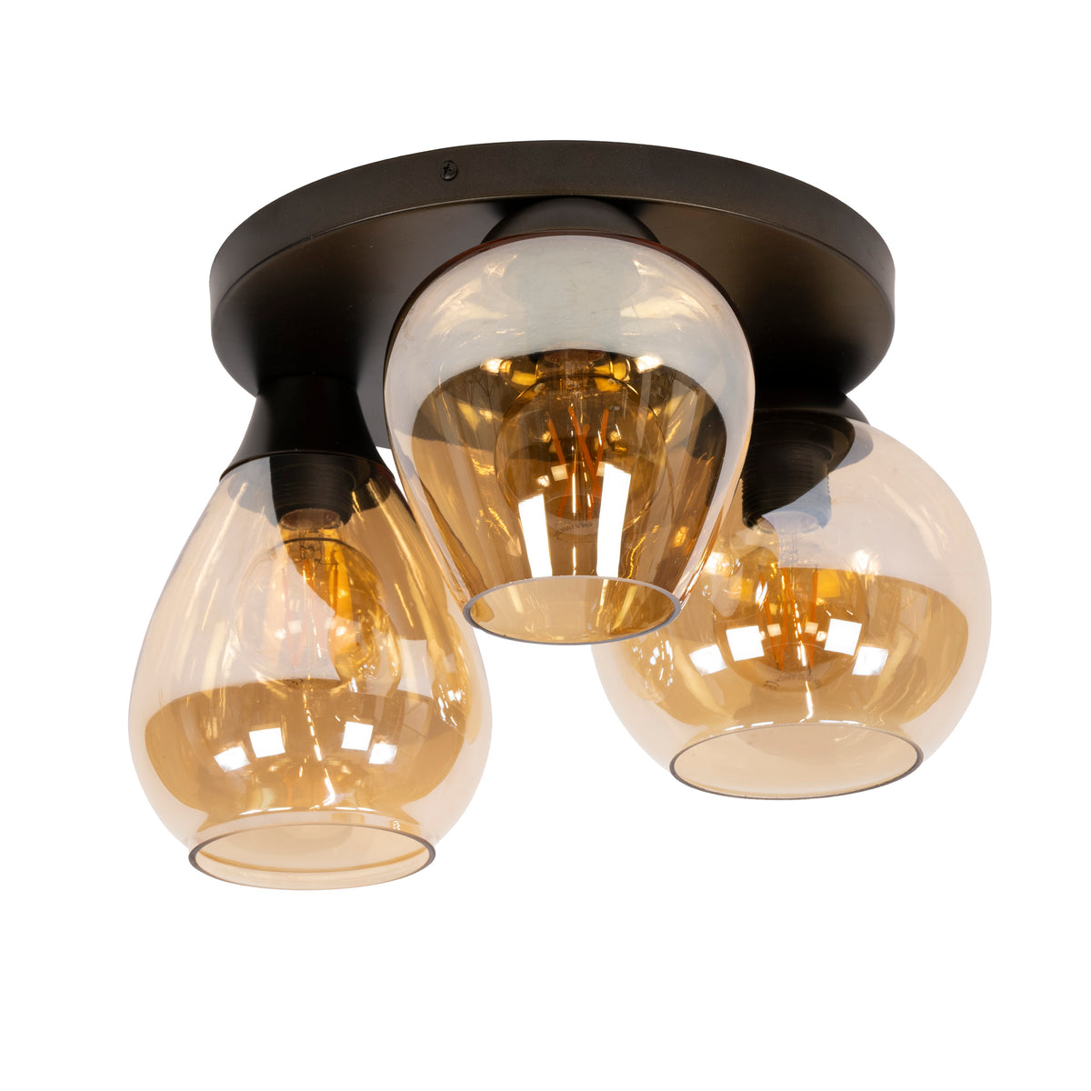 Fable ceiling lamp, 3 lights / Amber glass