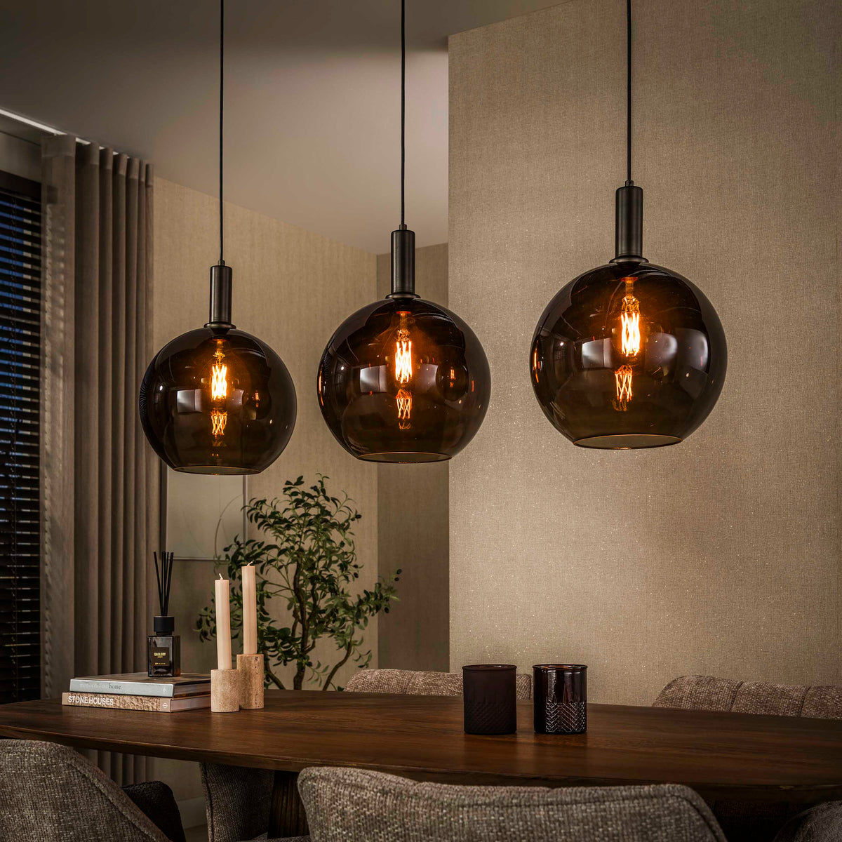 Aurora Trico pendant light 3-light / Sienna brown