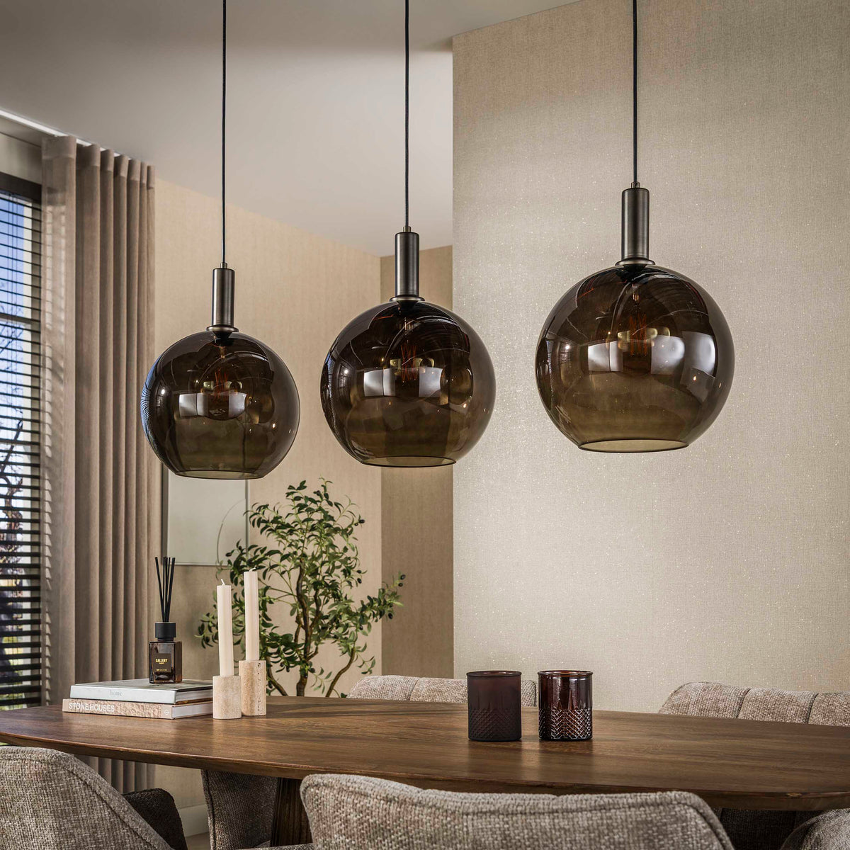 Aurora Trico pendant light 3-light / Sienna brown