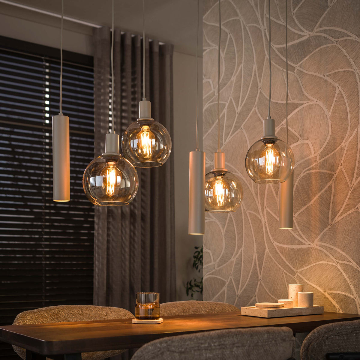 Aurora Trico pendant light 4+3-light / Beige