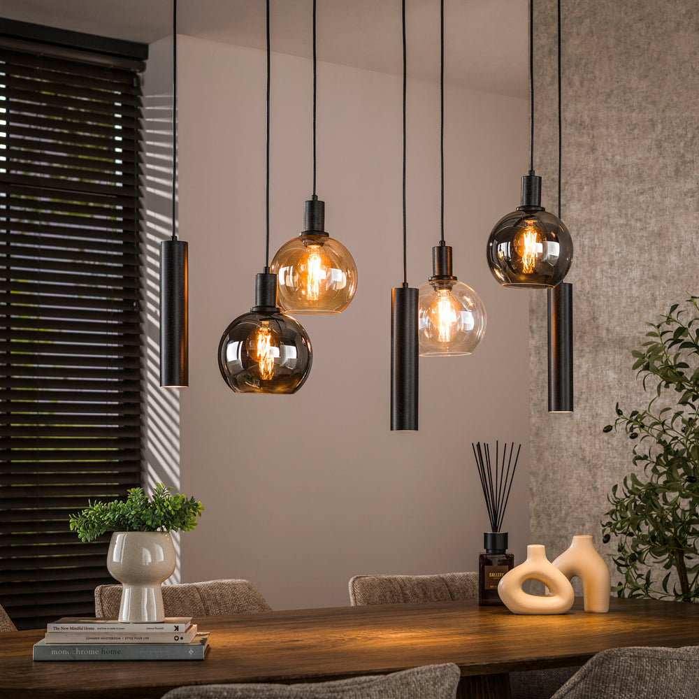Aurora Trico pendant light 4+3-light / Artic black