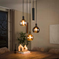 Lampada a sospensione Aurora Trico sfalsata a 5 luci / nero Artic
