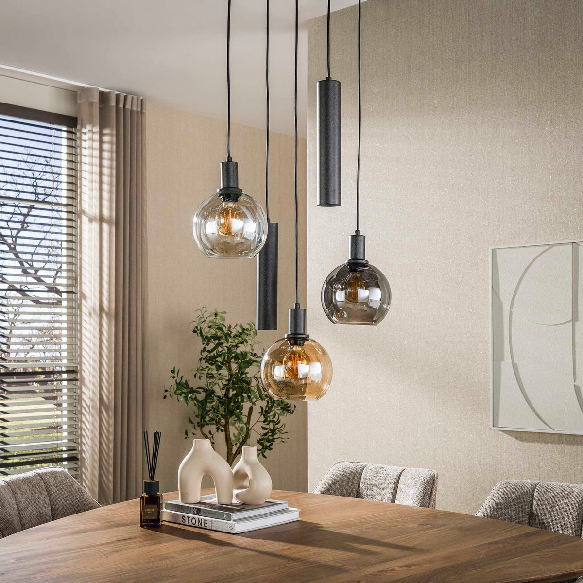 Aurora Trico stepped pendant light 5-light / Artic black