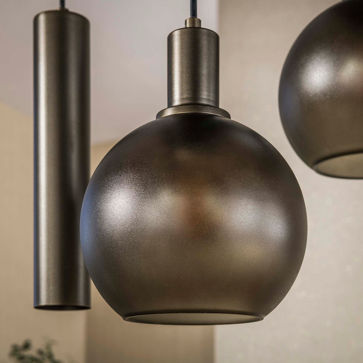 Aurora Trico stepped pendant light 5-light / Sienna brown-frosted