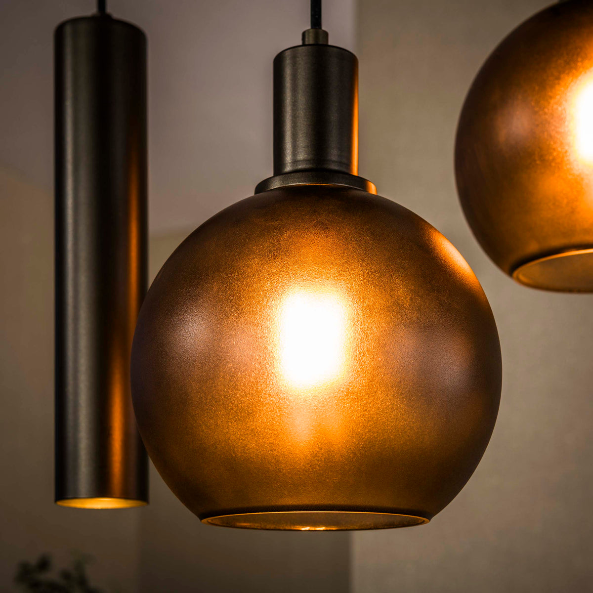 Aurora Trico stepped pendant light 5-light / Sienna brown-frosted