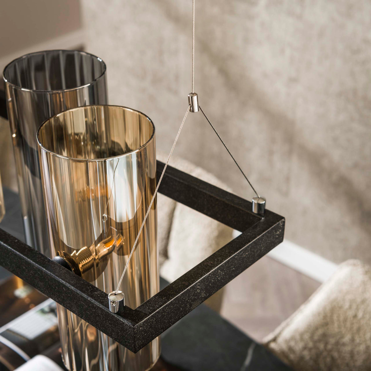 Pendellampa Flume Glass med 10 ljuskällor / Artic svart