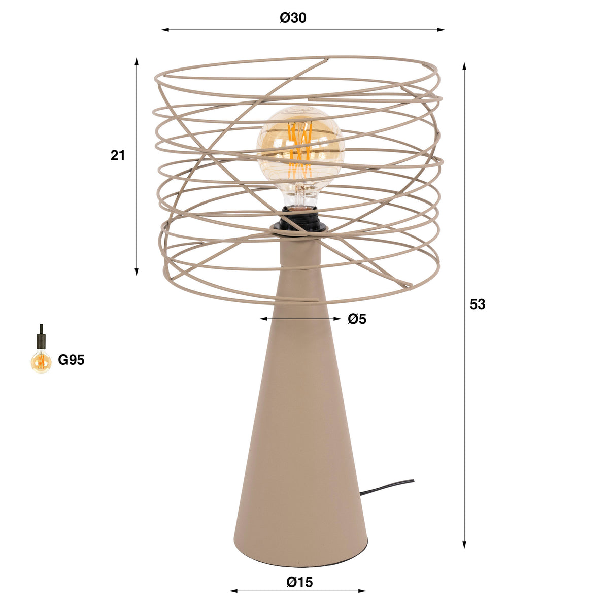 Lampa stołowa Swirl 1-punktowa / Beige