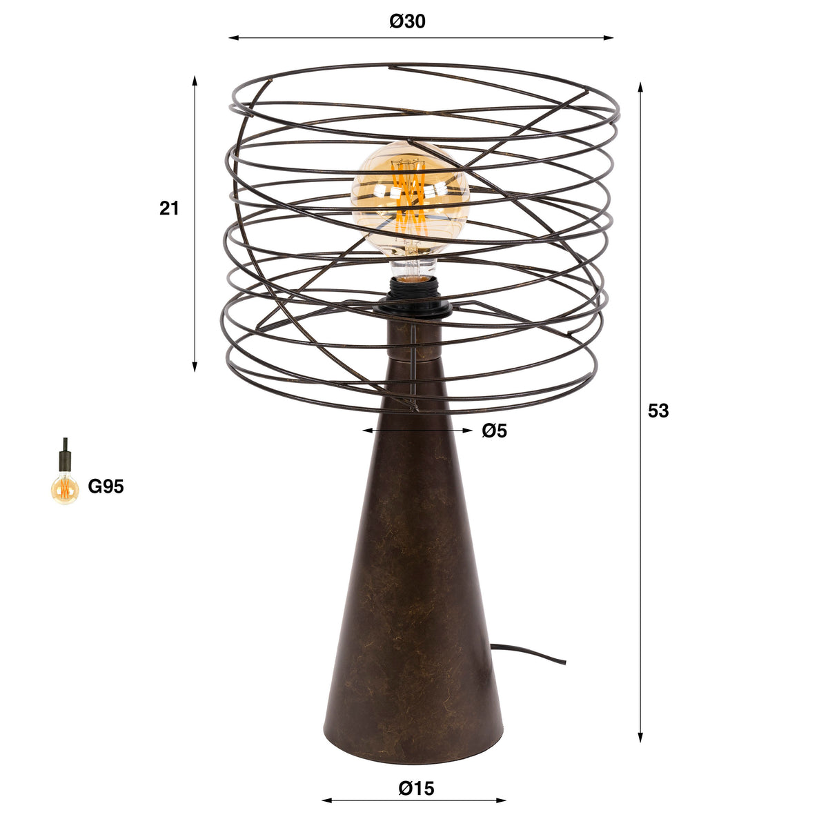 Swirl table lamp 1-light / Urban brown