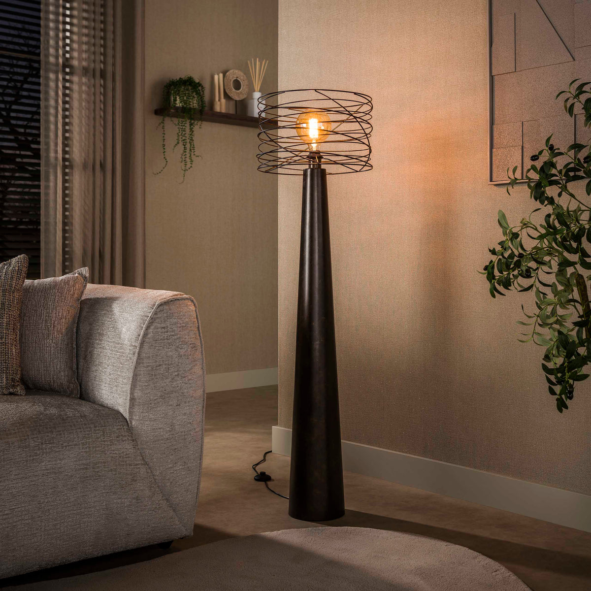 Swirl floor lamp 1-light / Urban brown