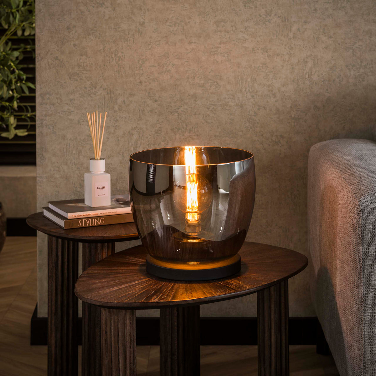 Blaze L floor lamp 1-light / Smoke grey glass