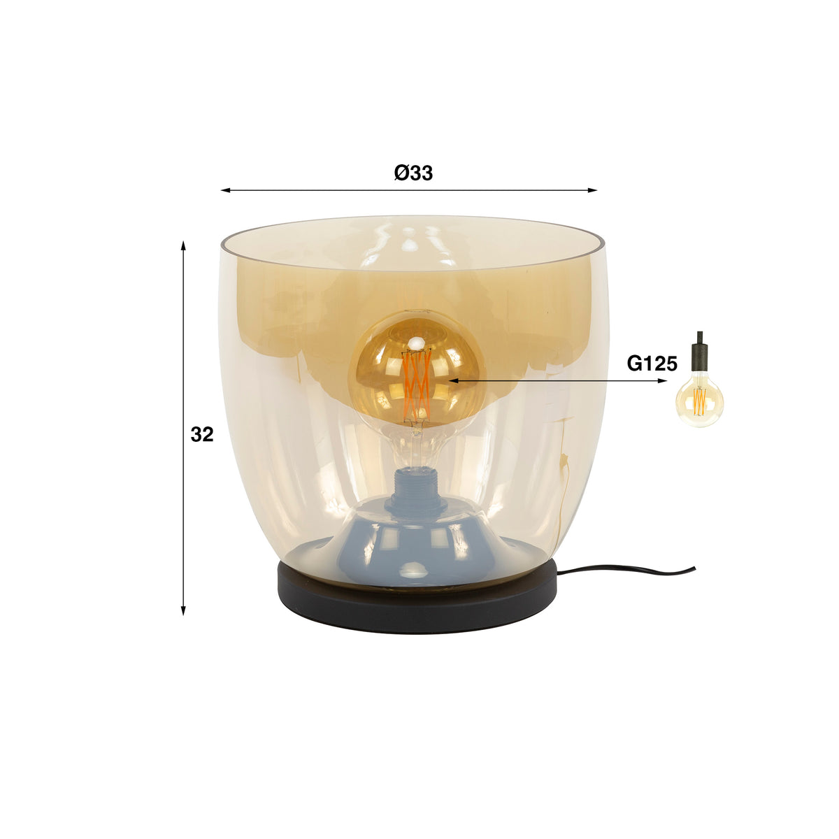 Lámpara de pie Blaze XL de 1 luz / Vidrio ámbar
