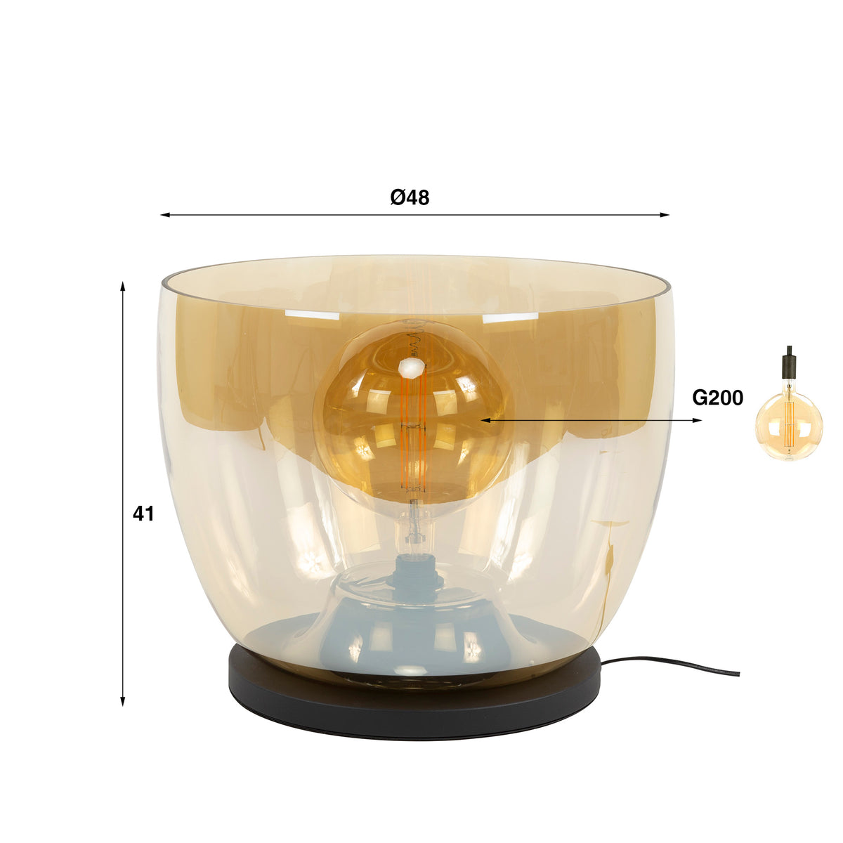 Lámpara de pie Blaze XXL de 1 luz / Vidrio ámbar