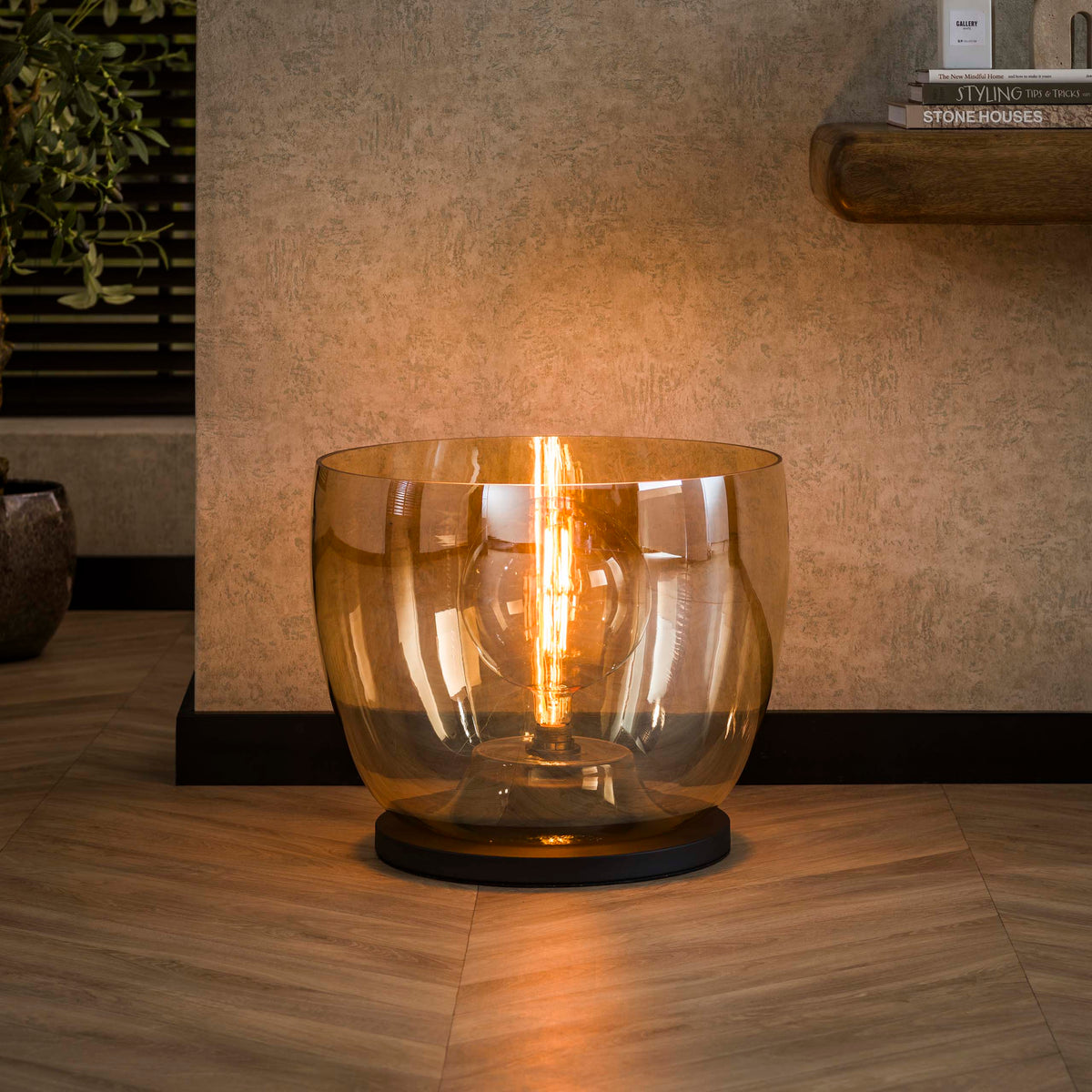 Lámpara de pie Blaze XXL de 1 luz / Vidrio ámbar