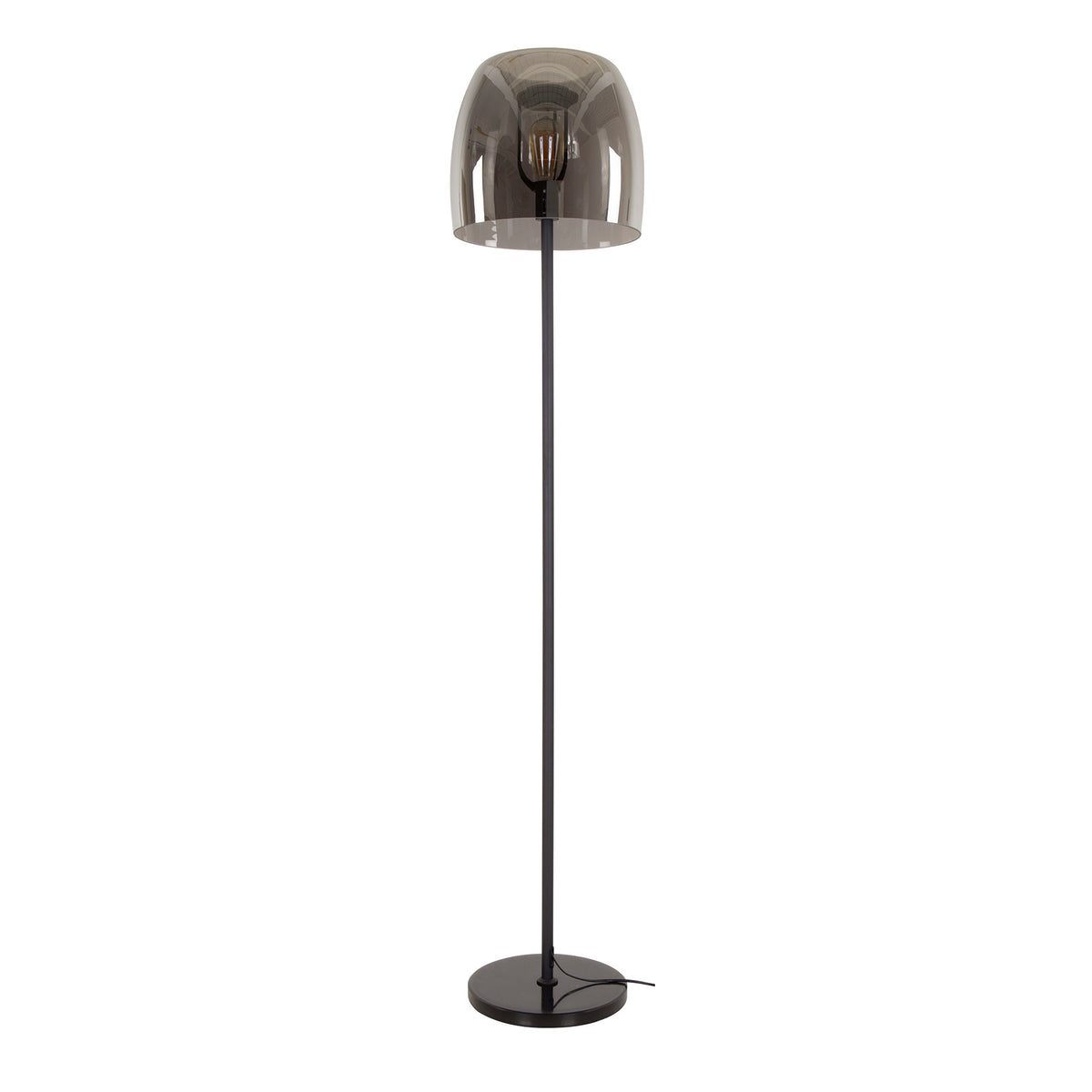 Lámpara de pie Glide Glass de 1 luz / Vidrio gris ahumado