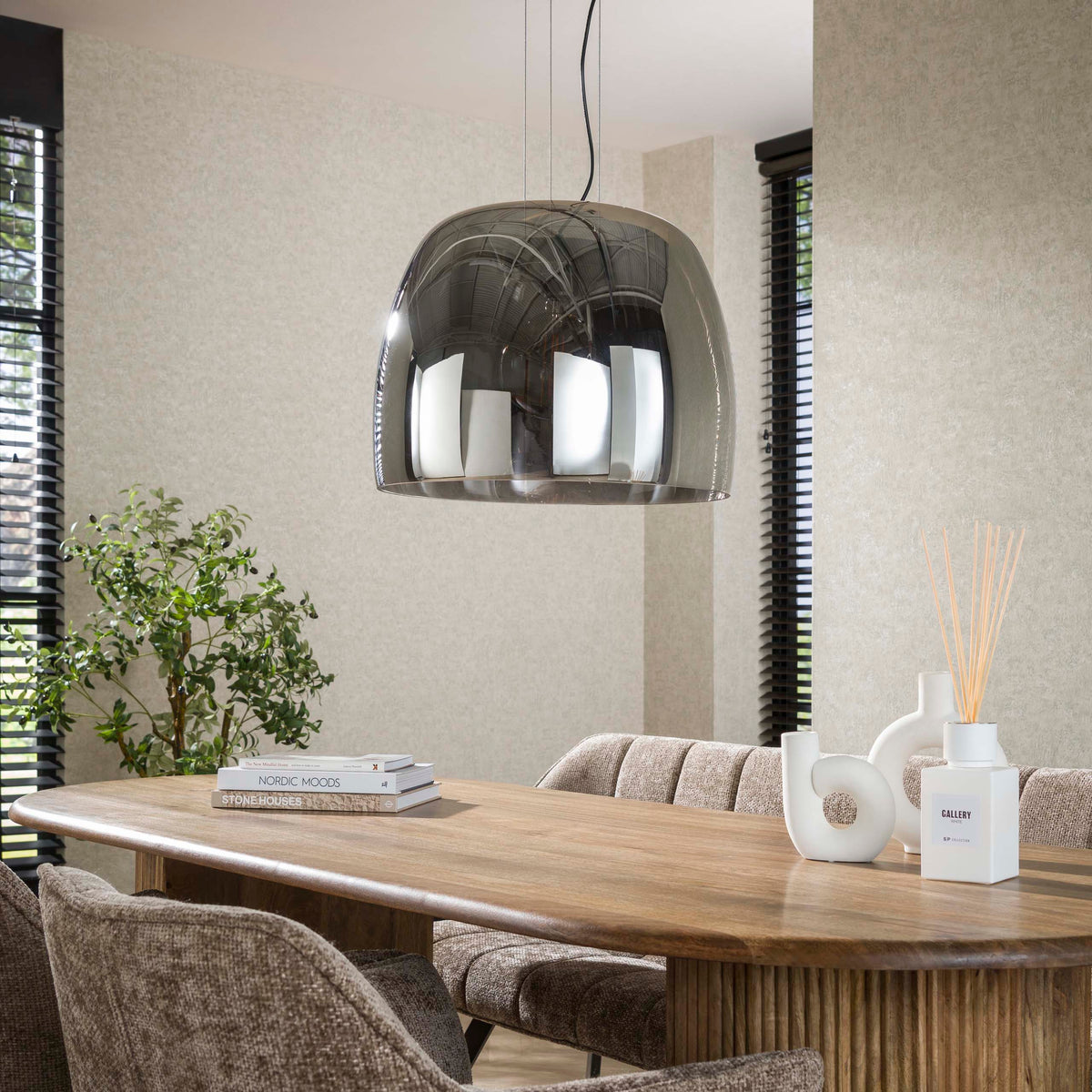 Pendellampe Glide Glass XL med 1 lys / Røggråt glas