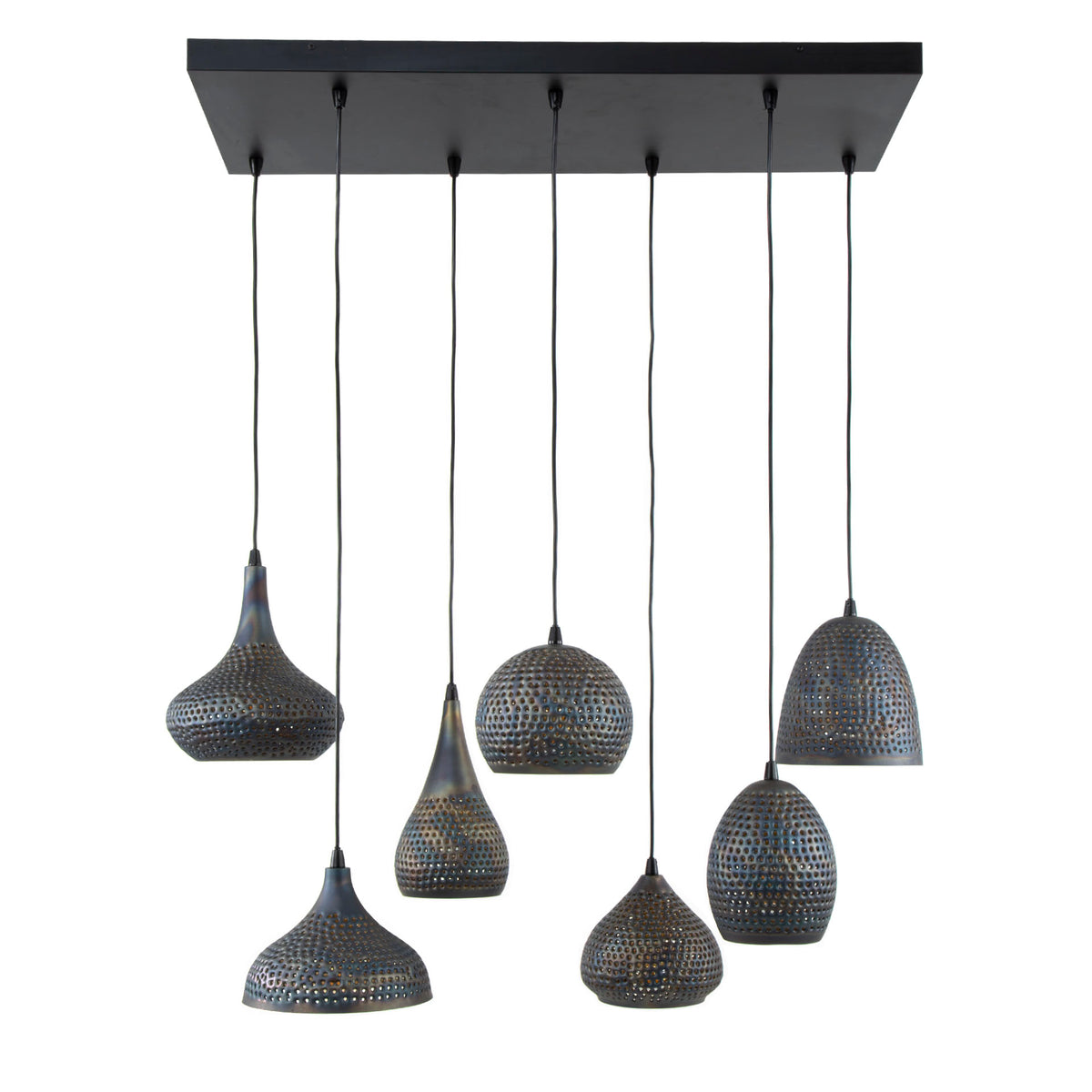 Lampa wisząca Pulse, 4 + 3-punktowa / czarno-brązowa