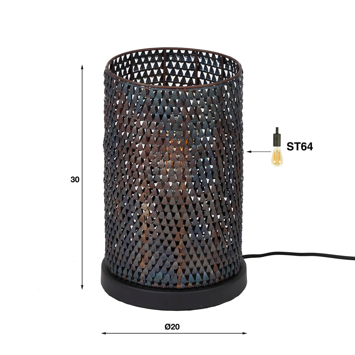 Table lamp Shield Tube 1-light / Black brown