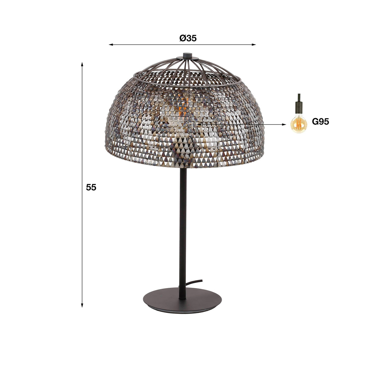 Lampada da tavolo Shield Open a 1 luce / Nero marrone