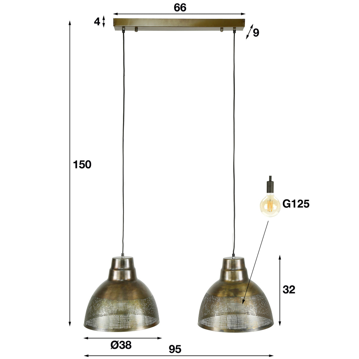 Lampada a sospensione Silhouette a 2 luci / Bronzo anticato