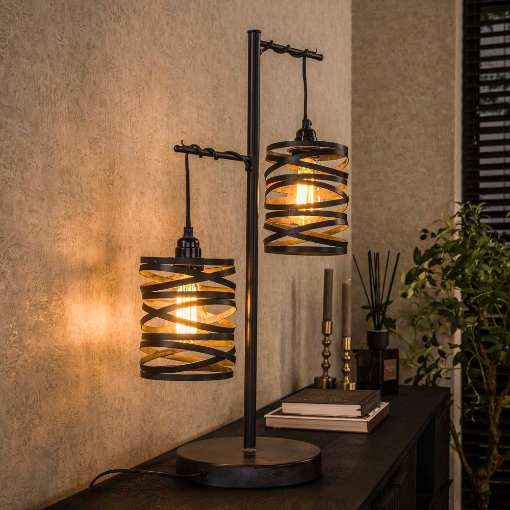 Lámpara de mesa Helix de 2 luces / Gris pizarra