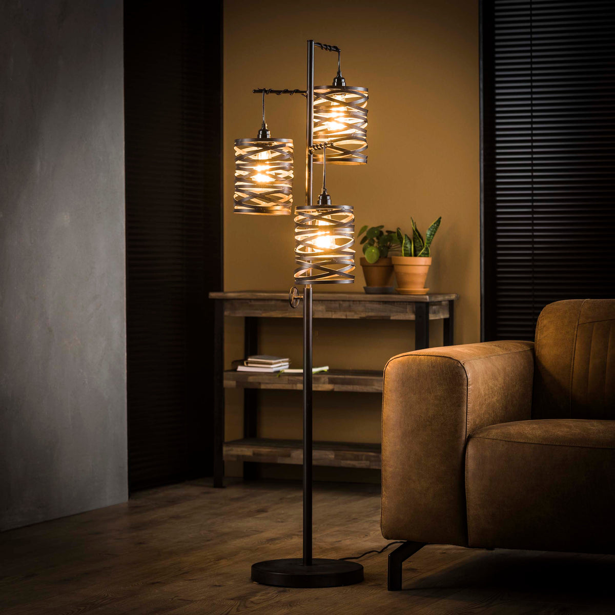Lámpara de pie Helix de 3 luces / Gris pizarra