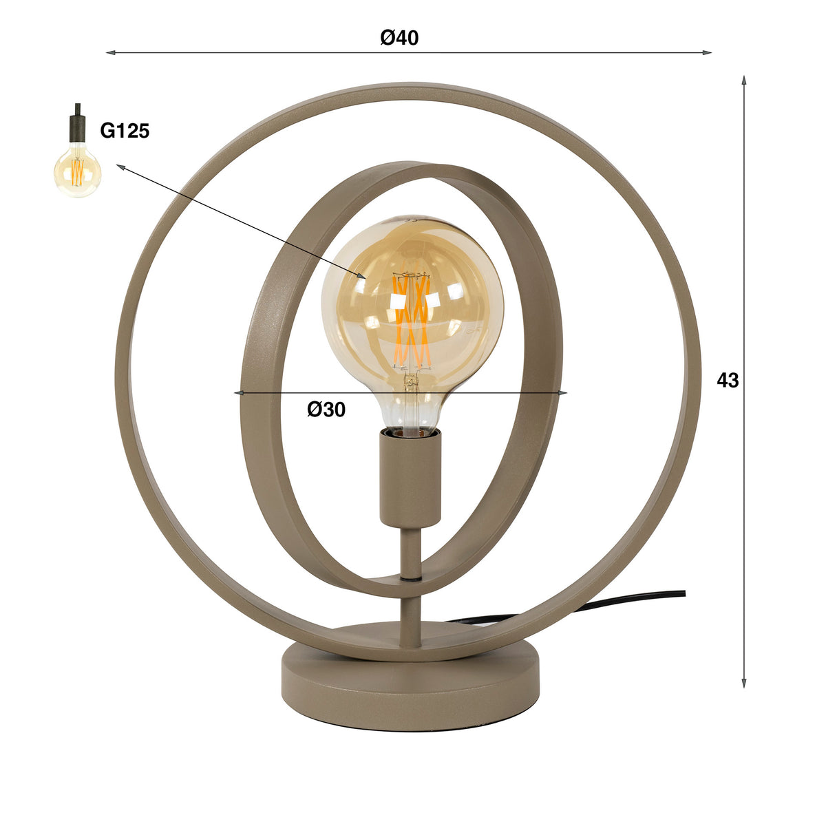 Lampada da tavolo Twist a 1 luce / beige