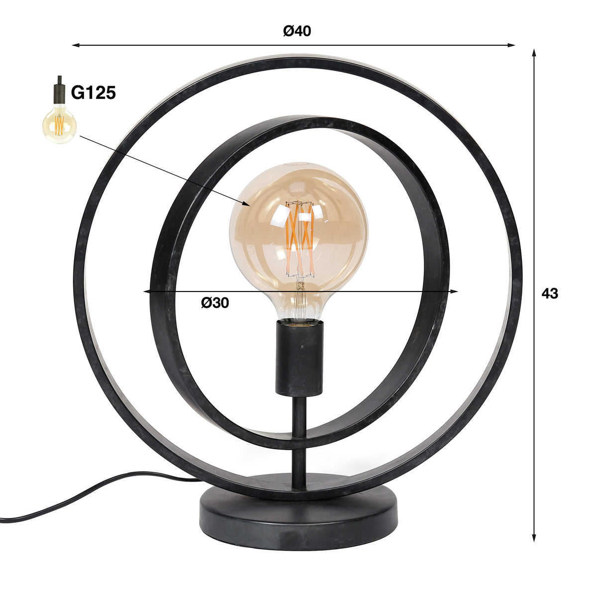 Twist table lamp, 1-light / Charcoal