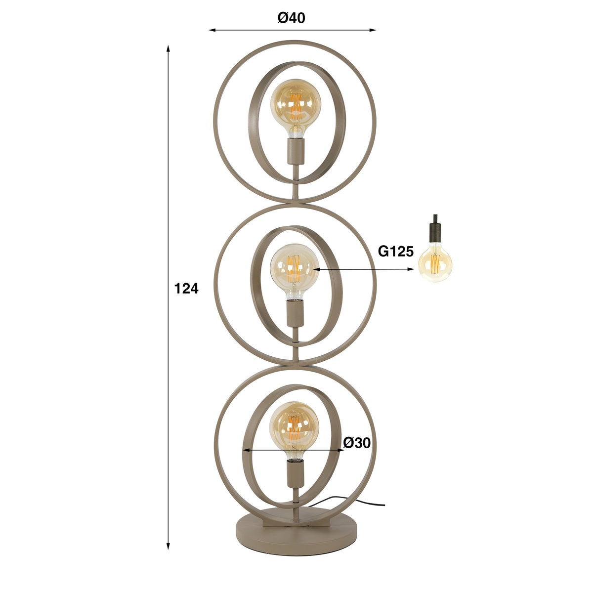 Twist floor lamp, 3-light / Beige