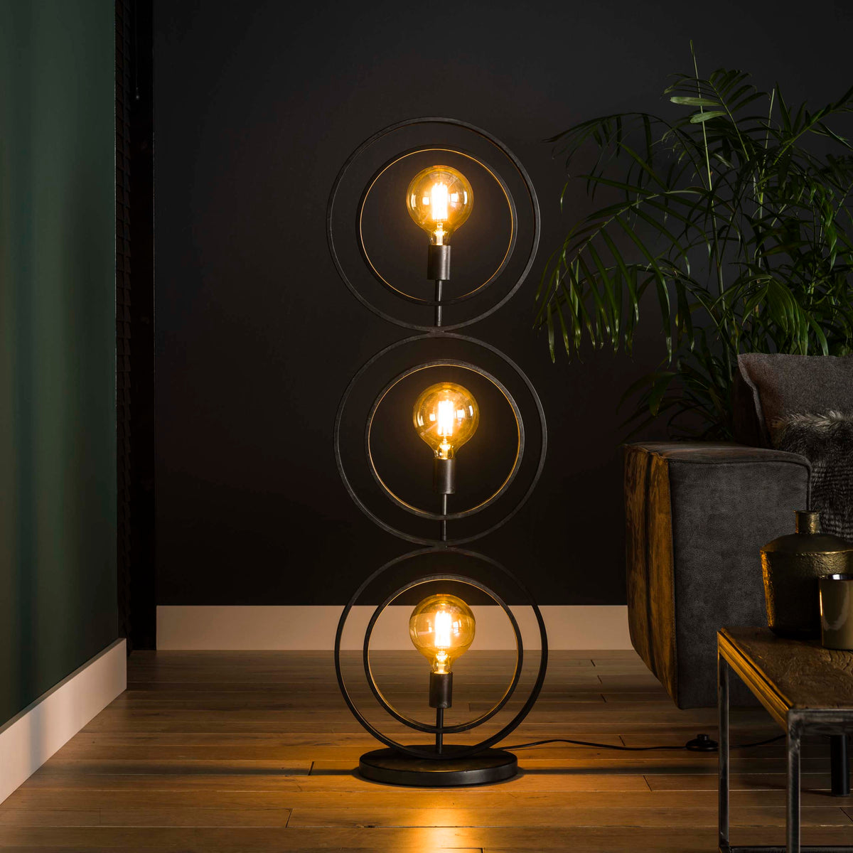 Gulvlampe Twist med 3 lys / koksgrå