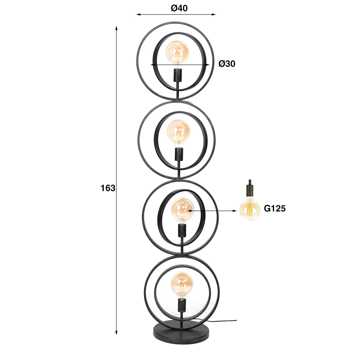 Lampa podłogowa Twist 4-punktowa / antracytowa
