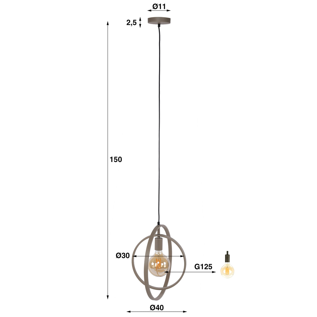 Lampada a sospensione Twist a 1 luce / beige