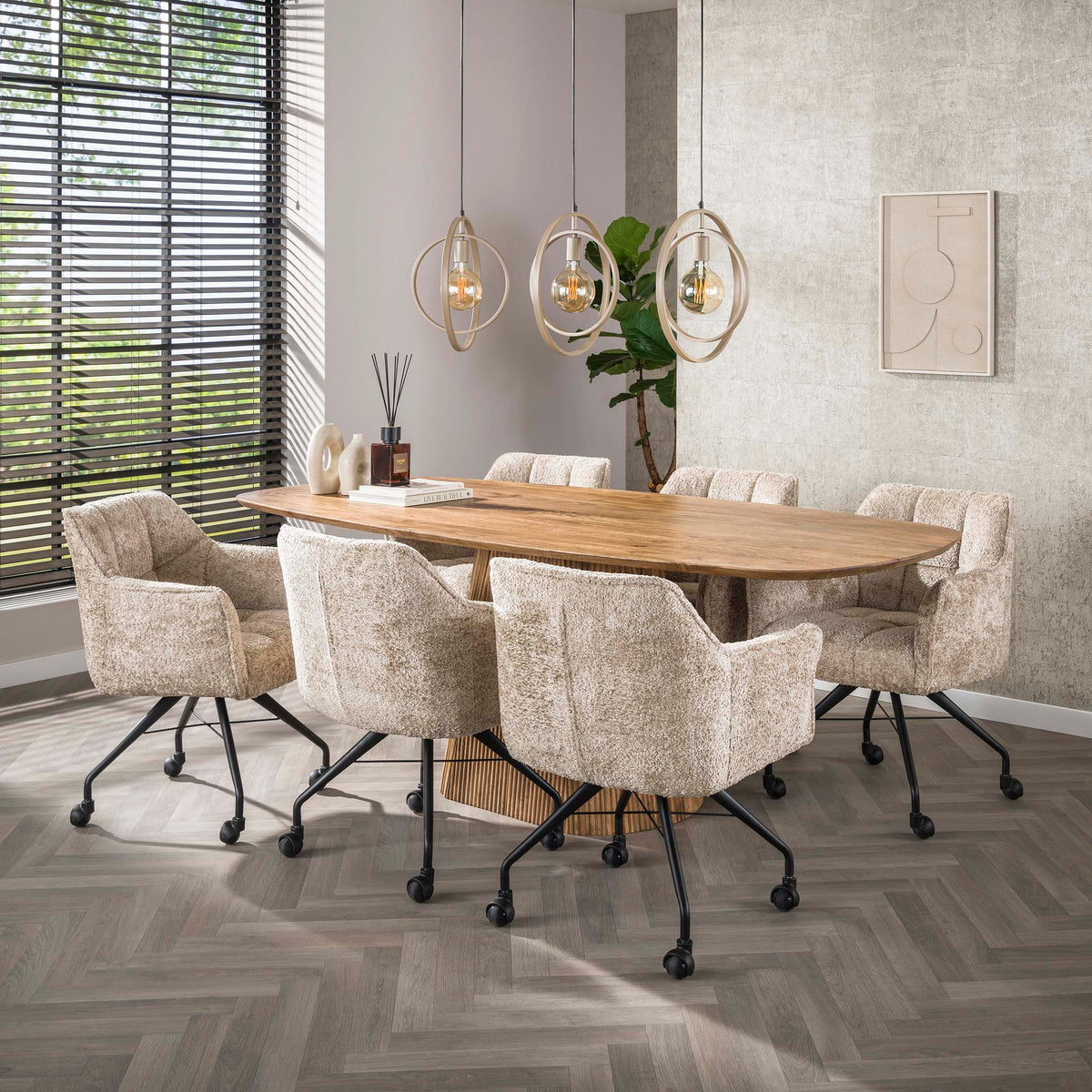 Pendelleuchte Twist 3-flammig / Beige