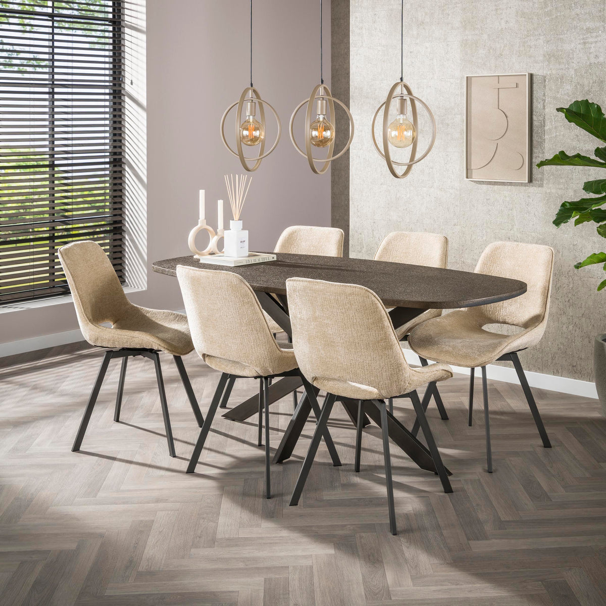 Pendelleuchte Twist 3-flammig / Beige