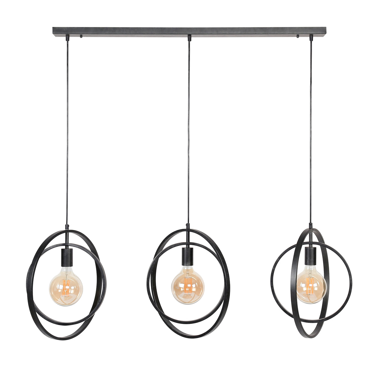 Lámpara colgante Twist de 3 luces / Carbón