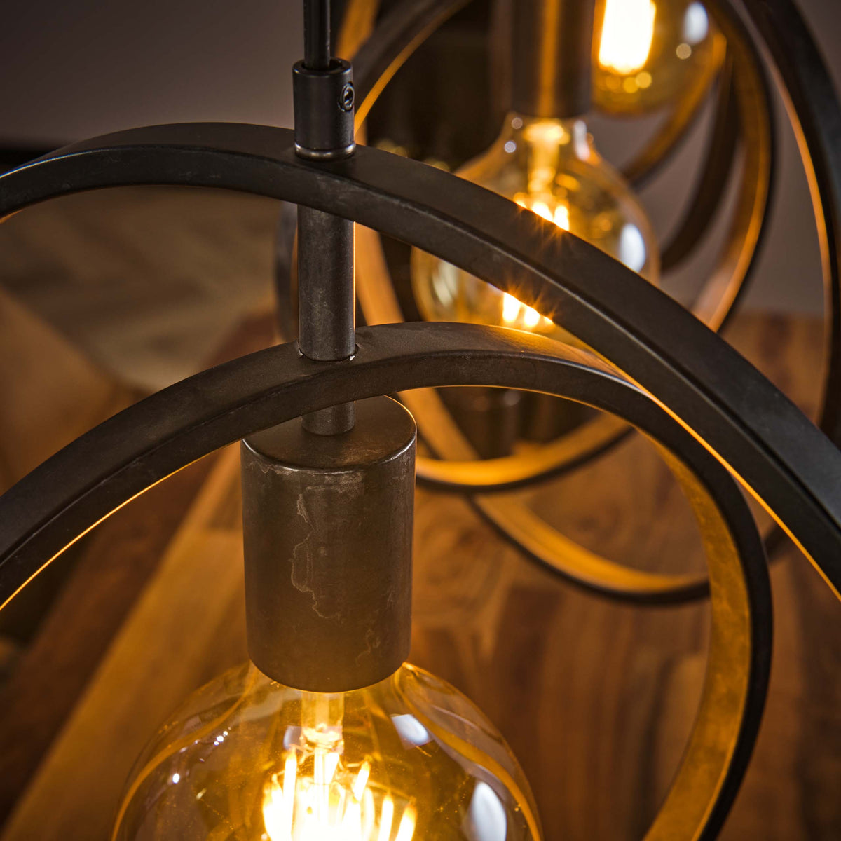 Lámpara colgante Twist de 3 luces / Carbón