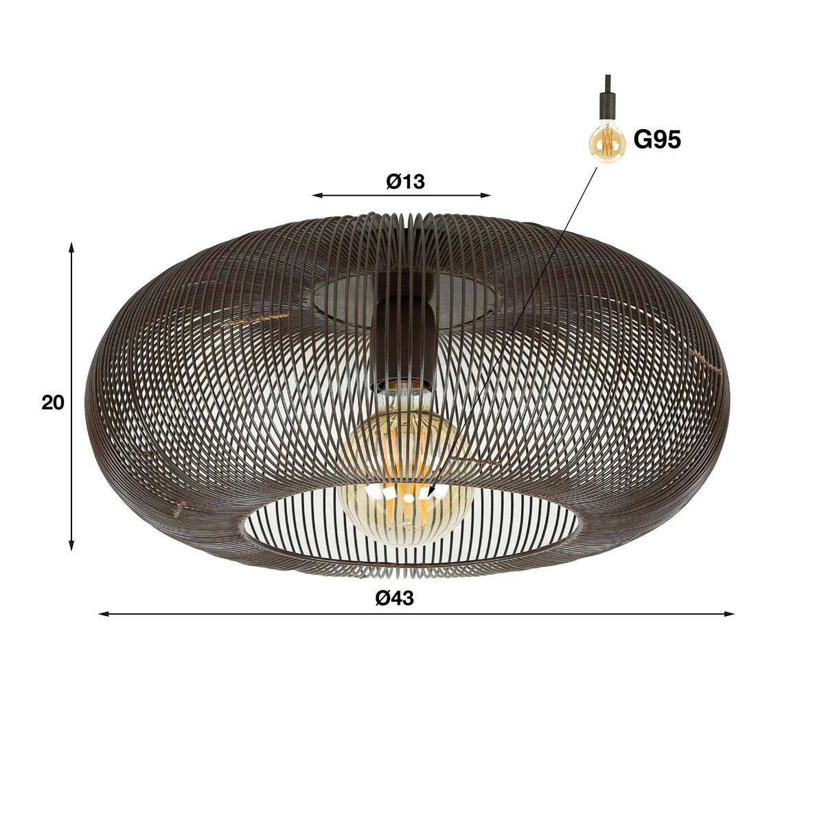 Deckenleuchte Delta 1-flammig / Schwarzes Nickel